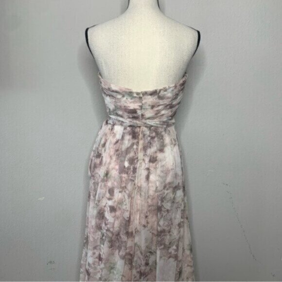 Jenny Yoo Strapless Sweetheart Floral Chiffon Maxi Gown - Picture 12 of 16